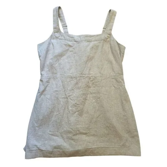 Abercrombie & Fitch Dress Women's XL Petite Neutral Linen Blend Wide Strap Mini - Picture 2 of 6